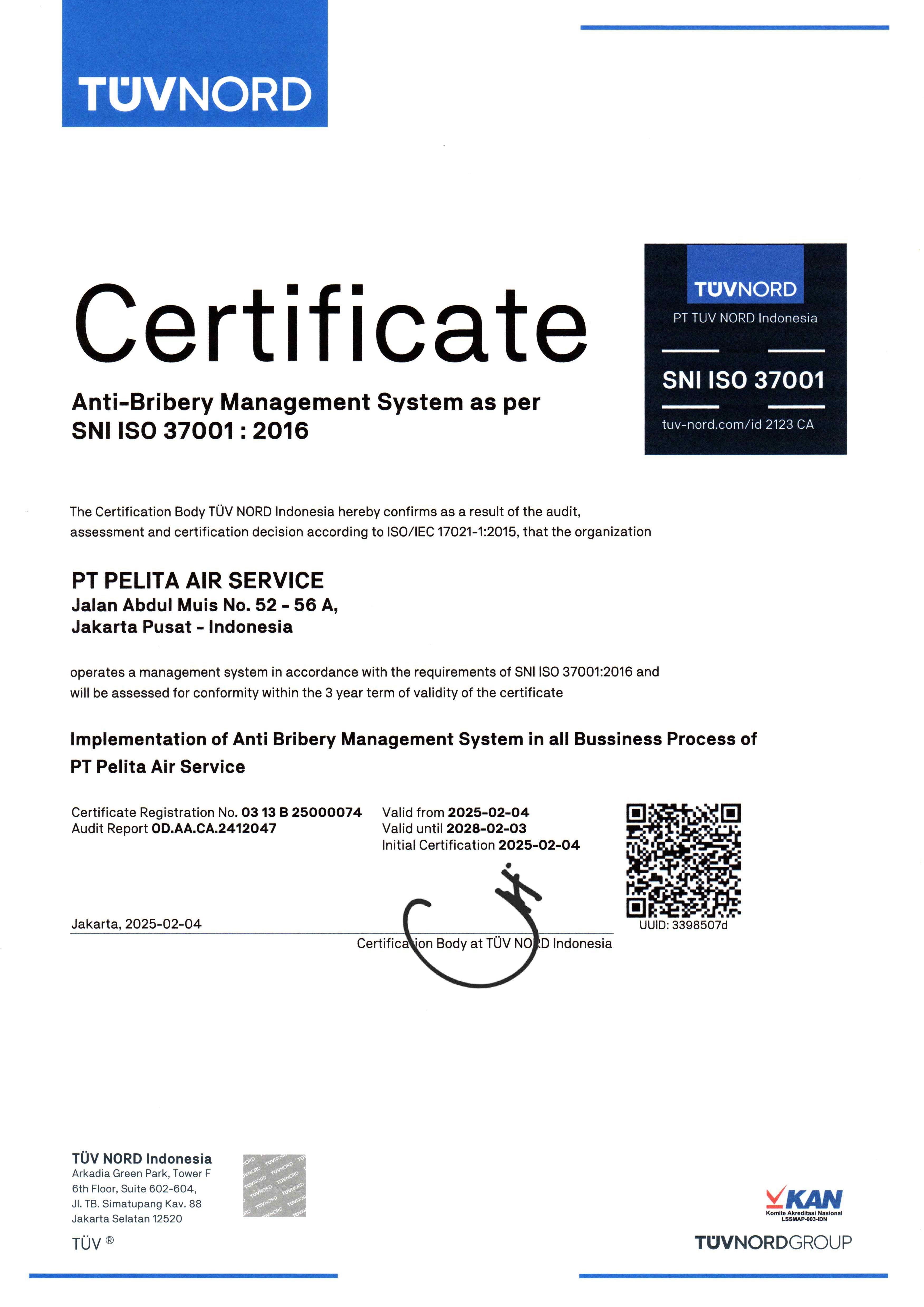 SNI ISO 37001 : 2016